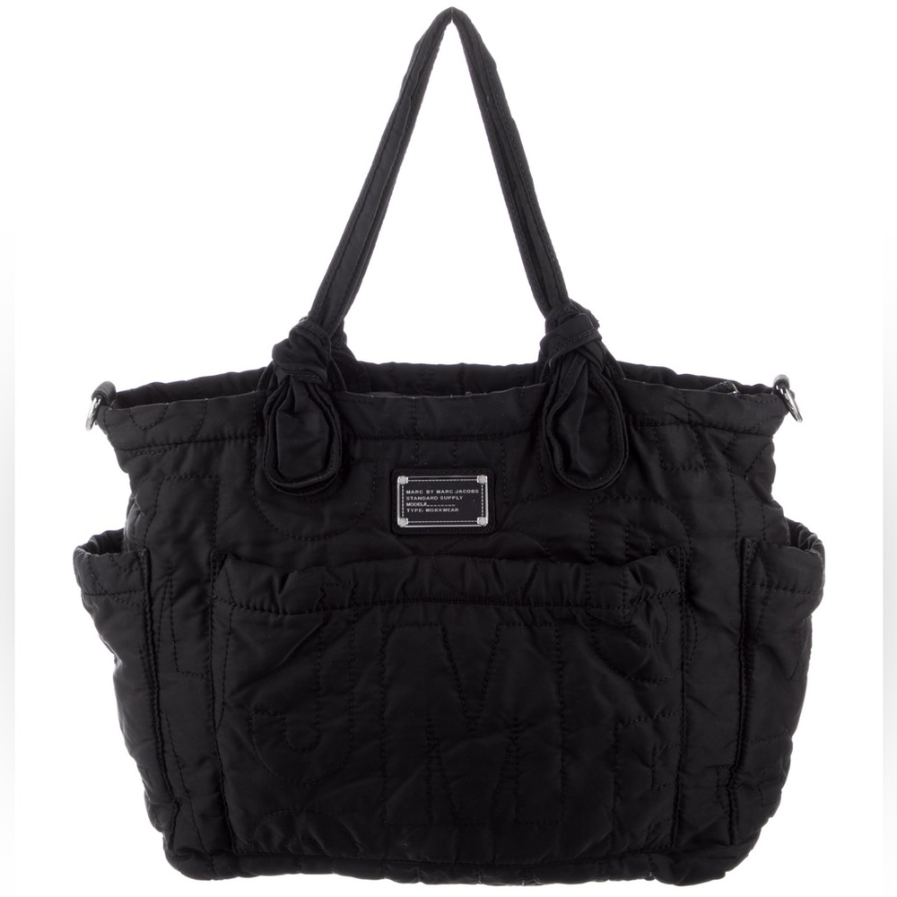 Marc Jacobs Black Quilted travel Tote Bag Overnight bag Crossbody strap